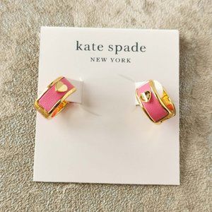 Kate Spade Gold Crushed Watermelon Heartful Huggie Earrings NEW w/dust bag